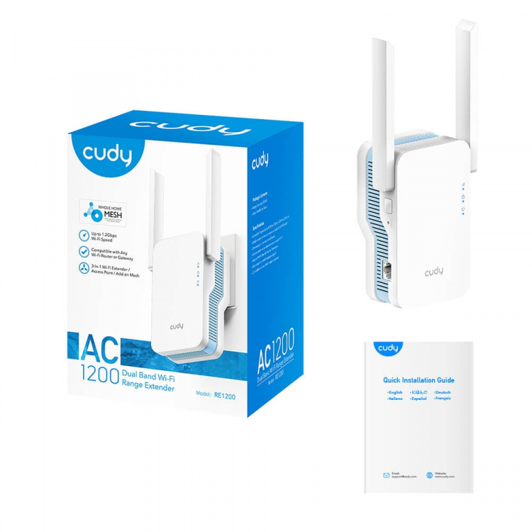 Cudy Wi-Fi Extender RE1200 AC1200 Mesh Cudy Wi-Fi Extender RE1200 AC1200 Mesh