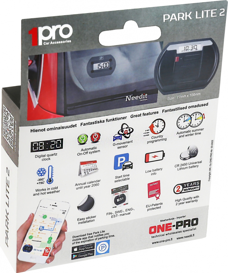 Needit Park Lite 2 Automatisk parkeringsskiva, Svart