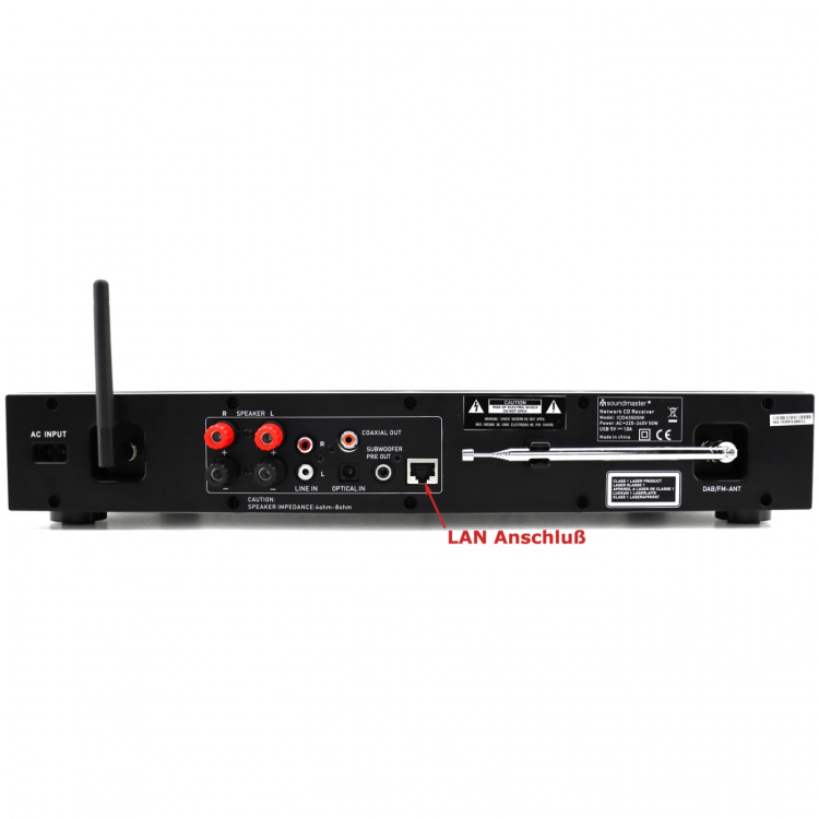 Soundmaster ICD4350SW Multi-ljudsystem med WLAN/LAN-Internet/DAB+/FM-radio, CD/MP3, USB, Bluetooth®, APP-styrd