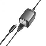 LogiLink USB-laddare 1xUSB-A + 1xUSB-C med fast kabel 1,5m GaN 30W