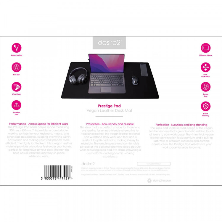 desire2 Skrivbordsmatta Grå Veganskt Läder 400x900mm desire2 Skrivbordsmatta Grå Veganskt Läder 400x900mm