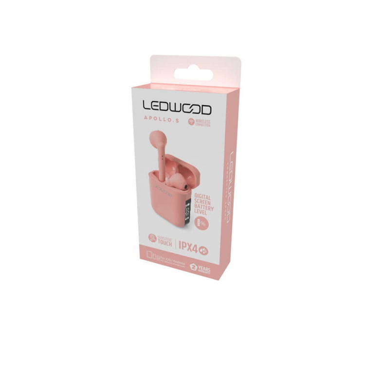 LEDWOOD Hörlur Apollo TWS True Wireless In-Ear Rosa Mic