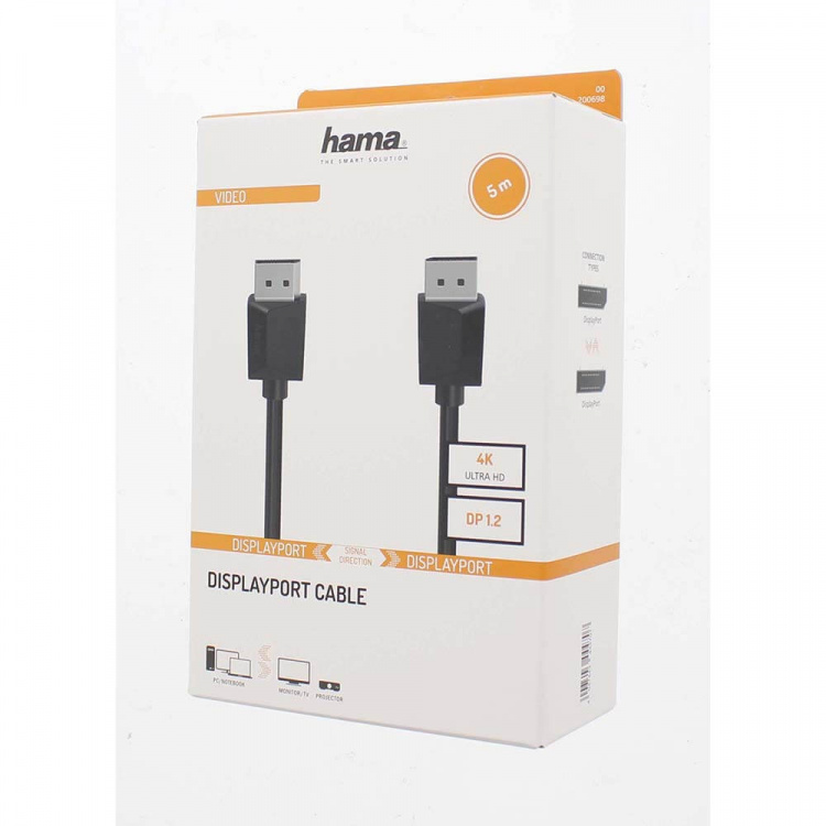 Hama DisplayPort 1.2 Ultra-HD 4K-kabel 5m zwart