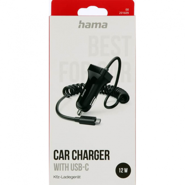 Hama Billaddare USB-C 12W Svart Hama Billaddare USB-C 12W Svart