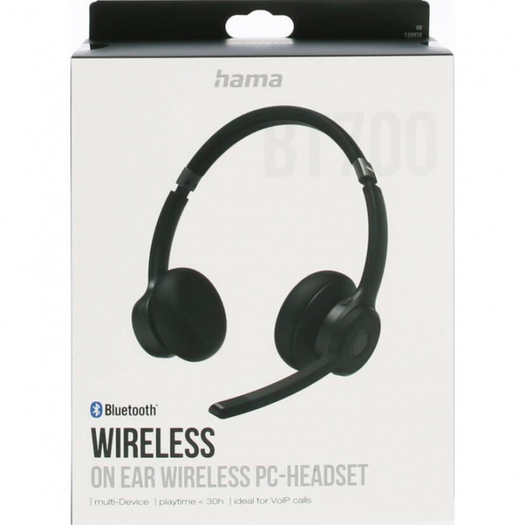 Hama Headset PC Office Stereo On-Ear BT700 Bluetooth Svart Hama Headset PC Office Stereo On-Ear BT700 Bluetooth Svart