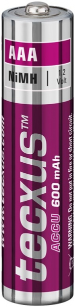 tecxus AAA (Micro)/HR03 oplaadbare batterij - 600 mAh, 4 stks. blister Nikkel-metaalhydride-accu (NiMH), 1,2 V tecxus AAA (Micro)/HR03 oplaadbare batterij - 600 mAh, 4 stks. blister Nikkel-metaalhydride-accu (NiMH), 1,2 V