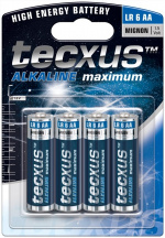 tecxus LR6/AA (Mignon) batterij, 4 stks. blister Alkali-mangaan batterij (alkaline), 1,5 V tecxus LR6/AA (Mignon) batterij, 4 stks. blister Alkali-mangaan batterij (alkaline), 1,5 V