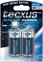 tecxus LR14/C (Baby) batterij, 2 stks. blister Alkali-mangaan batterij (alkaline), 1,5 V