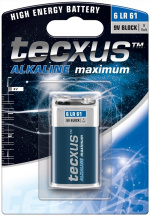 tecxus 6LR61/6LP3146/9 V Block batterij, 1 stk. blister Alkali-mangaan batterij (alkaline), 9 V