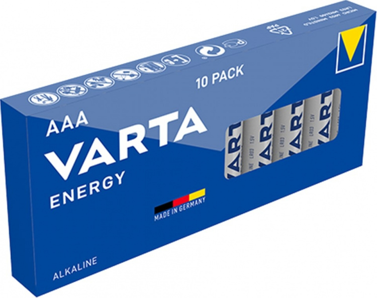 Varta LR03/AAA (Micro) (4103) batterij, 10 stks. box Alkali-mangaan batterij (alkaline), 1,5 V Varta LR03/AAA (Micro) (4103) batterij, 10 stks. box Alkali-mangaan batterij (alkaline), 1,5 V