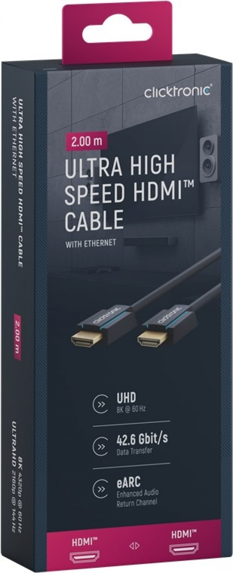 ClickTronic Ultra High Speed HDMI™-kabel Premium kabel | 1x HDMI™ stekker 1x HDMI™ stekker | 2,0 m | UHD 8K @ 60 Hz