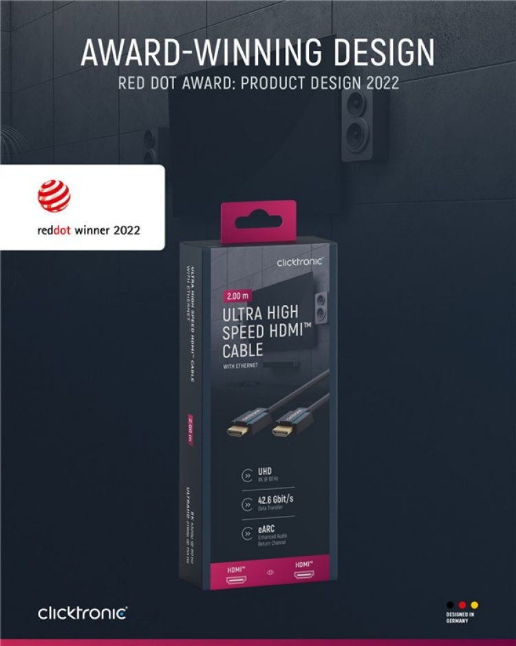 ClickTronic Ultra High Speed HDMI™-kabel Premium kabel | 1x HDMI™ stekker 1x HDMI™ stekker | 2,0 m | UHD 8K @ 60 Hz