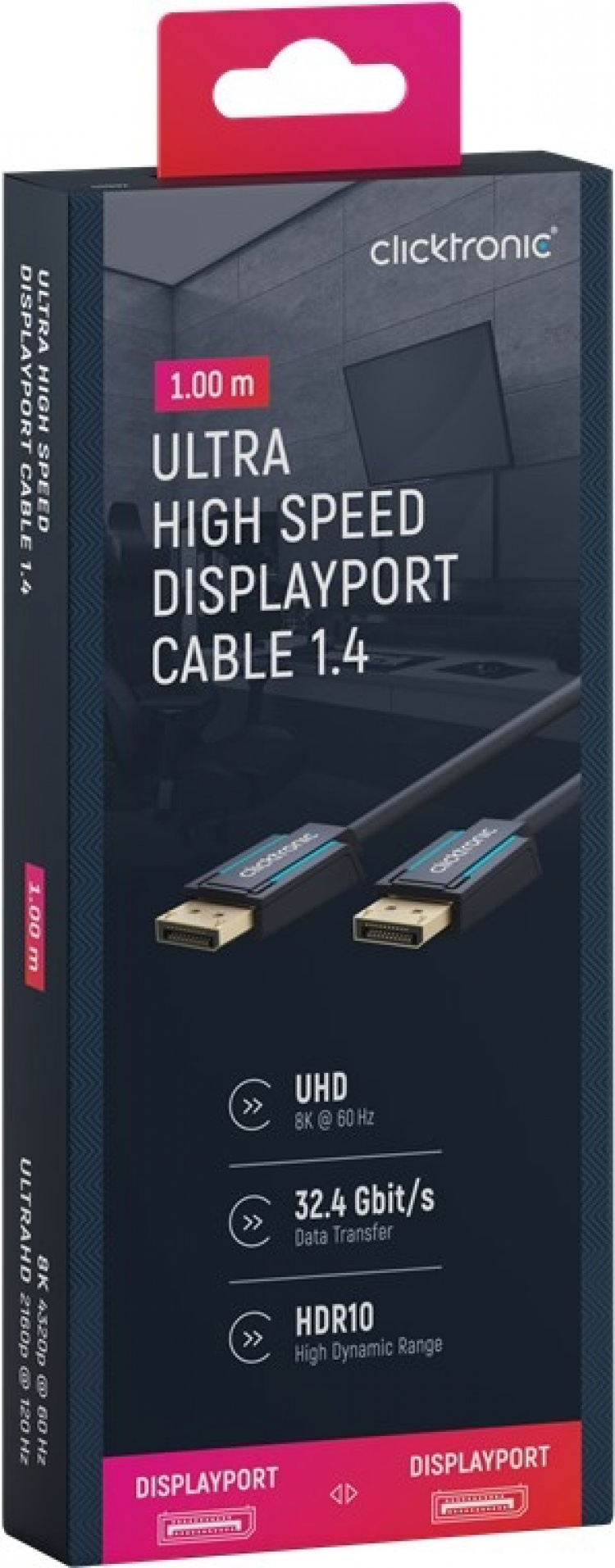 ClickTronic DisplayPort™-kabel Premium kabel | 1x DisplayPort™ stekker 1x DisplayPort™ stekker | 1,0 m | UHD 8K @ 60 Hz ClickTronic DisplayPort™-kabel Premium kabel | 1x DisplayPort™ stekker 1x DisplayPort™ stekker | 1,0 m | UHD 8K @ 60 Hz