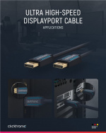 ClickTronic DisplayPort™-kabel Premium kabel | 1x DisplayPort™ stekker 1x DisplayPort™ stekker | 1,0 m | UHD 8K @ 60 Hz ClickTronic DisplayPort™-kabel Premium kabel | 1x DisplayPort™ stekker 1x DisplayPort™ stekker | 1,0 m | UHD 8K @ 60 Hz