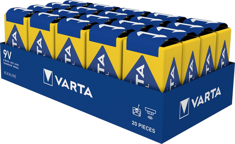 Varta 6LR61/6LP3146/9 V Block (4022) batterij, 20 stks. doos Alkali-mangaan batterij (alkaline), 9 V