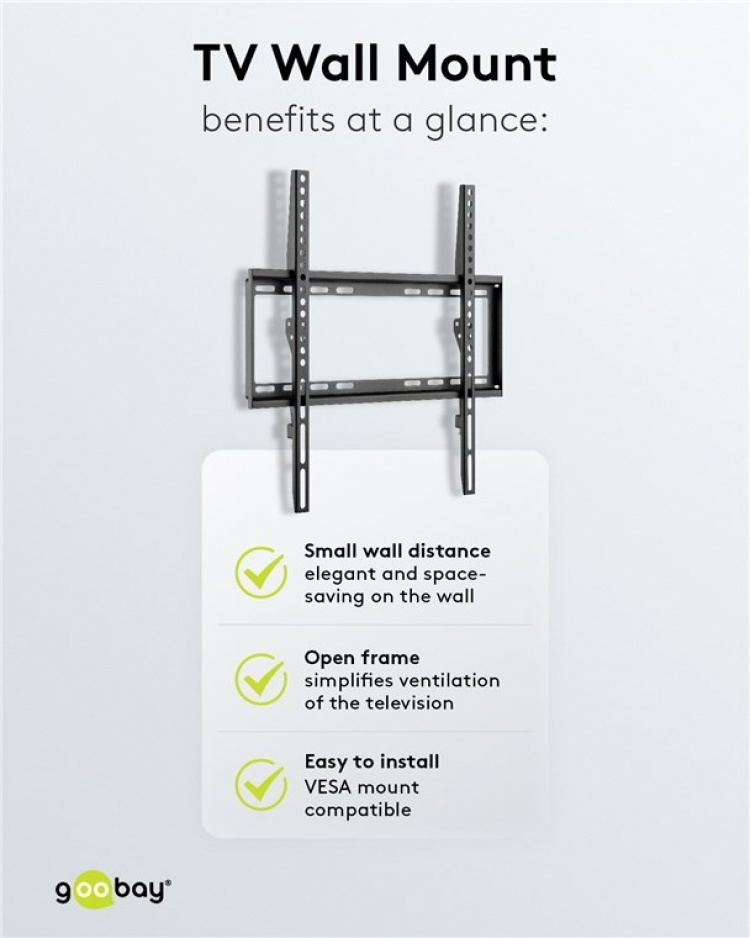 Goobay TV-beugel Basic FIXED (M) voor tv\'s van 32 tot 55 inch (81-140 cm) tot 35 kg