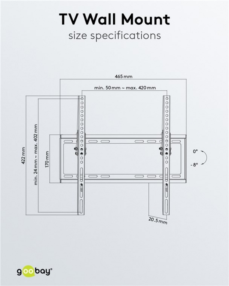 Goobay TV-beugel Basic TILT (M) voor tv\'s van 32 tot 55 inch (81-140 cm), kantelbaar tot 35 kg