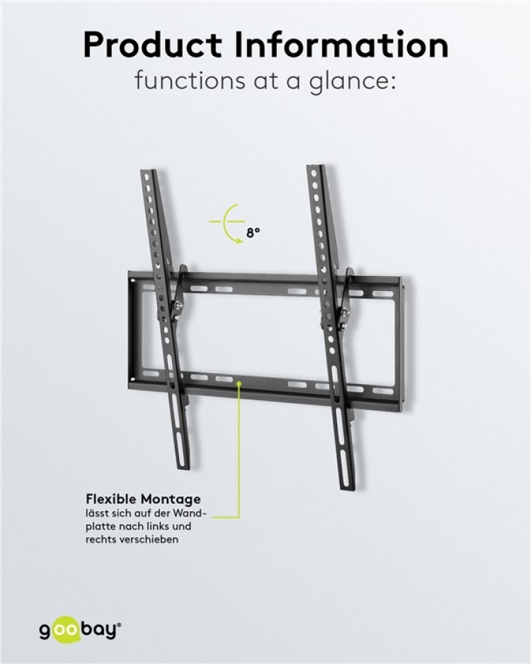 Goobay TV-beugel Basic TILT (M) voor tv\'s van 32 tot 55 inch (81-140 cm), kantelbaar tot 35 kg