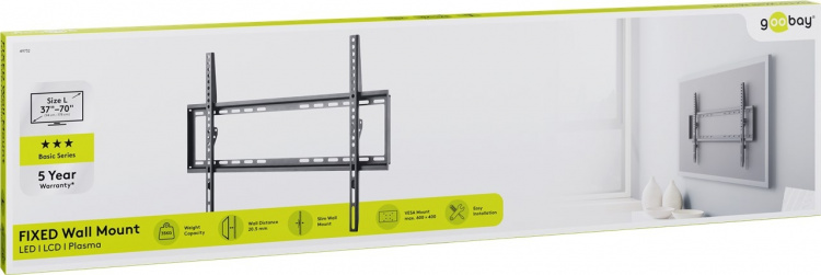 Goobay TV-beugel Basic FIXED (L) voor tv\'s van 37 tot 70 inch (94-178 cm) tot 35 kg