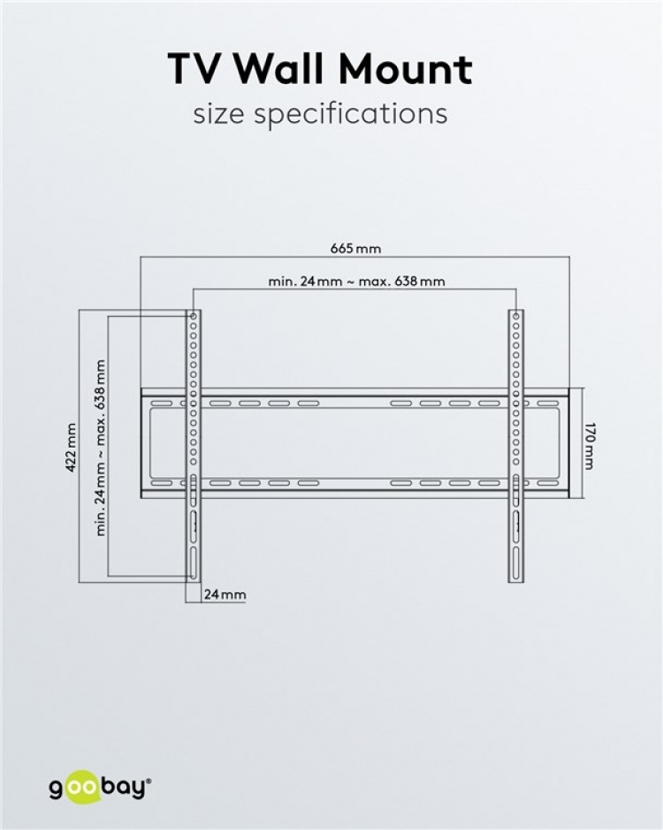 Goobay TV-beugel Basic FIXED (L) voor tv\'s van 37 tot 70 inch (94-178 cm) tot 35 kg