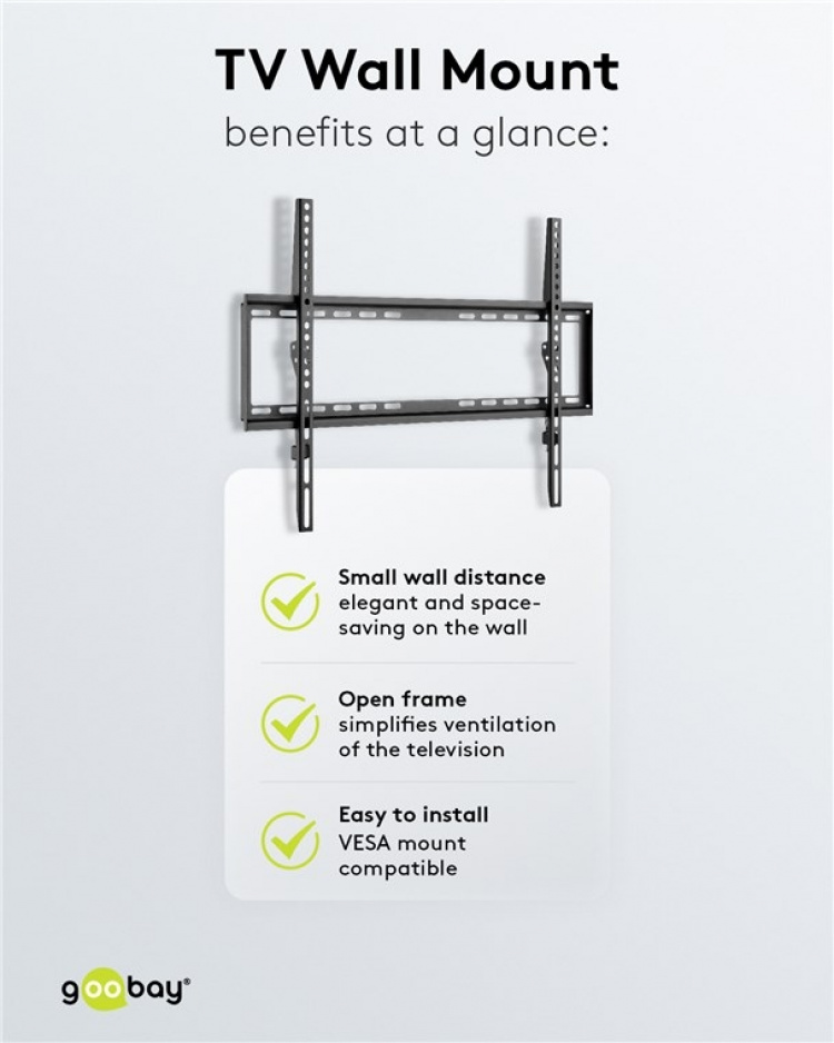 Goobay TV-beugel Basic FIXED (L) voor tv\'s van 37 tot 70 inch (94-178 cm) tot 35 kg