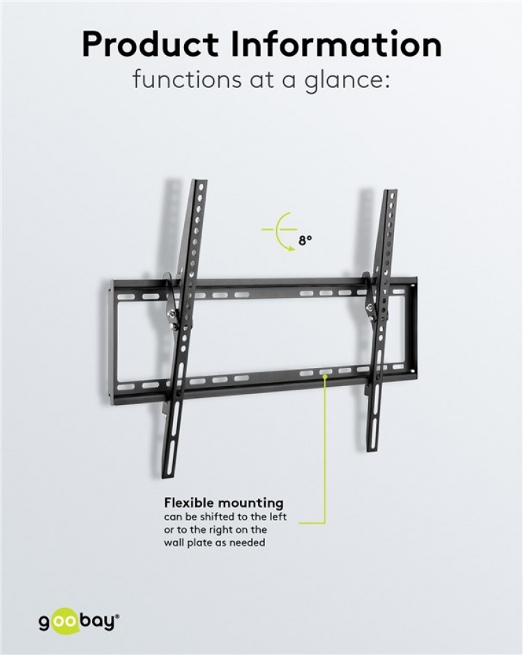 Goobay TV-beugel Basic TILT (L) voor tv\'s van 37 tot 70 inch (94-178 cm), kantelbaar tot 35 kg Goobay TV-beugel Basic TILT (L) voor tv\'s van 37 tot 70 inch (94-178 cm), kantelbaar tot 35 kg