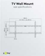 Goobay TV-beugel Basic FIXED (XL) voor tv\'s van 43 tot 100 inch (109-254 cm) tot 75 kg Goobay TV-beugel Basic FIXED (XL) voor tv\'s van 43 tot 100 inch (109-254 cm) tot 75 kg