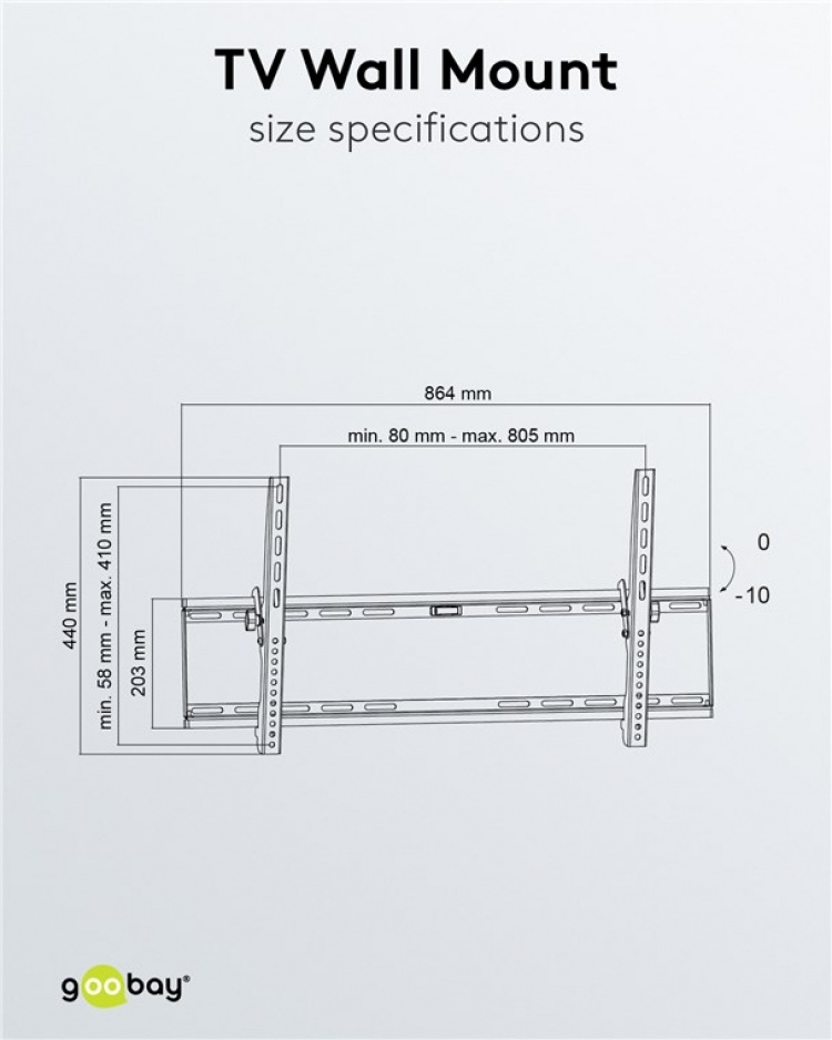 Goobay TV-beugel Basic TILT (XL) voor tv\'s van 43 tot 100 inch (109-254 cm), kantelbaar tot 75 kg