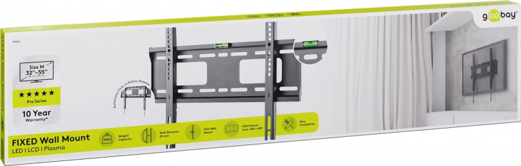 Goobay TV-beugel Pro FIXED (M) voor tv\'s van 32 tot 55 inch (81-140 cm) tot 50 kg