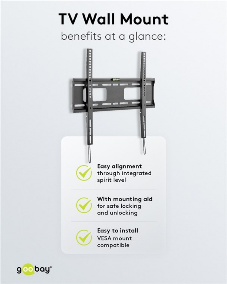 Goobay TV-beugel Pro FIXED (M) voor tv\'s van 32 tot 55 inch (81-140 cm) tot 50 kg