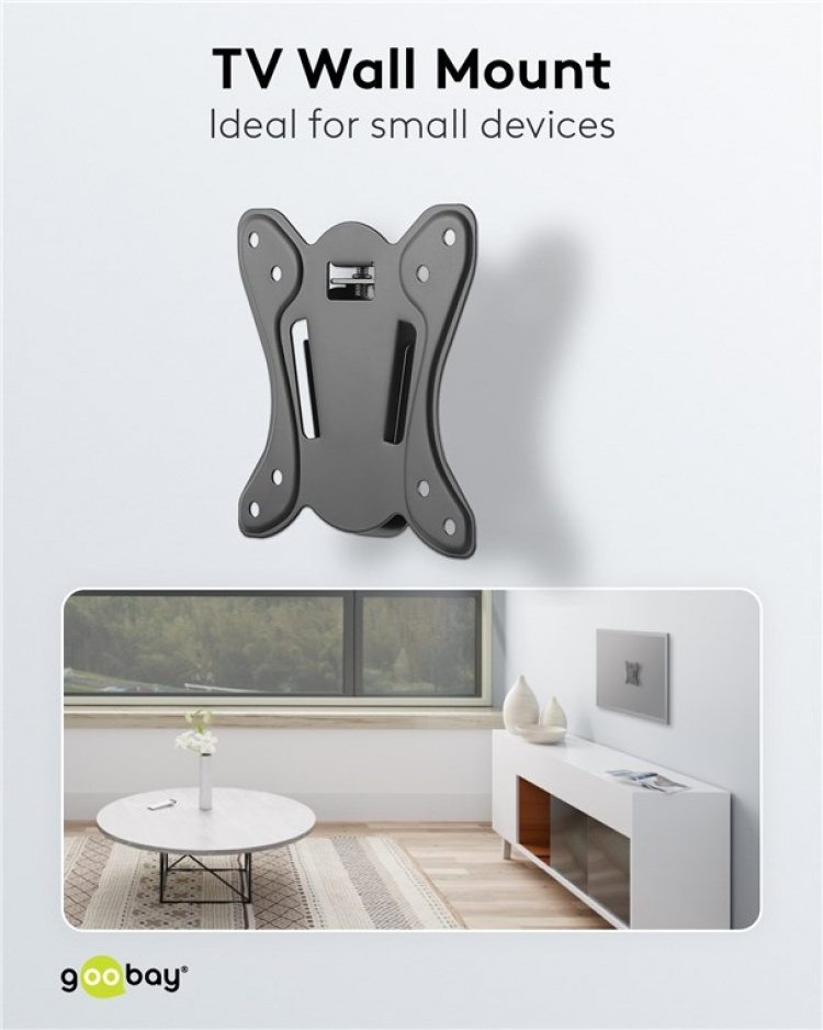 Goobay TV-beugel Basic FIXED (maat S) voor TV-toestellen en monitoren van 23 tot 42 inch (58-107 cm) tot 25 kg Goobay TV-beugel Basic FIXED (maat S) voor TV-toestellen en monitoren van 23 tot 42 inch (58-107 cm) tot 25 kg