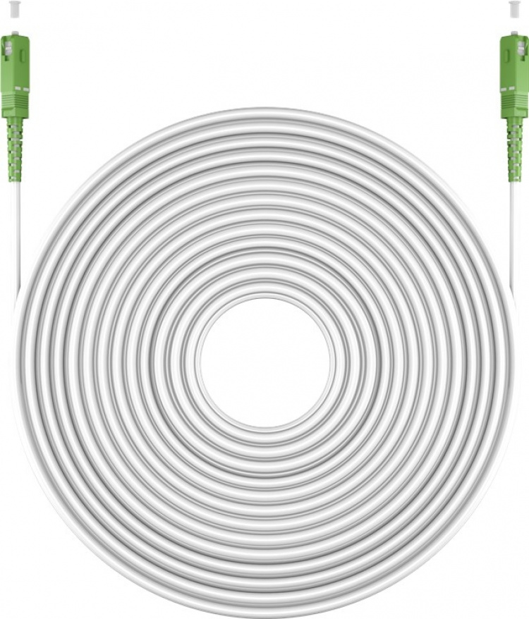 Goobay Glasvezelkabel (FTTH), Singlemode (OS2) White, wit (Simplex), 25 m optische vezel, SC-APC (8°) stekker > SC-APC (8°) stekker, halogeenvrije kabelmantel (LSZH)