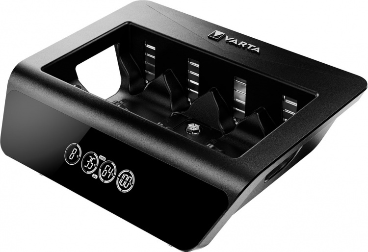 Varta LCD Universal Charger+ (type 57688) laadt 1x 9 V batterij of maximaal 4x AA batterijen, AAA batterijen, C of D batterijen (NiMH) tegelijk op