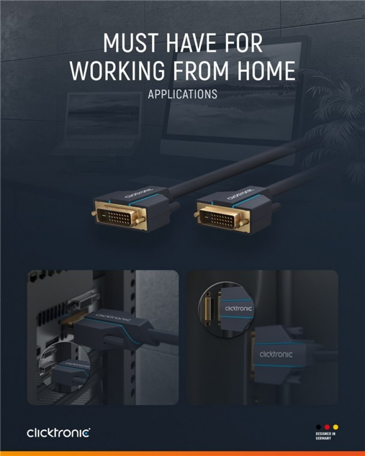 ClickTronic DVI-kabel Premium kabel | 1x DVI stekker 1x DVI stekker | 5,0 m | WQXGA @ 60 Hz