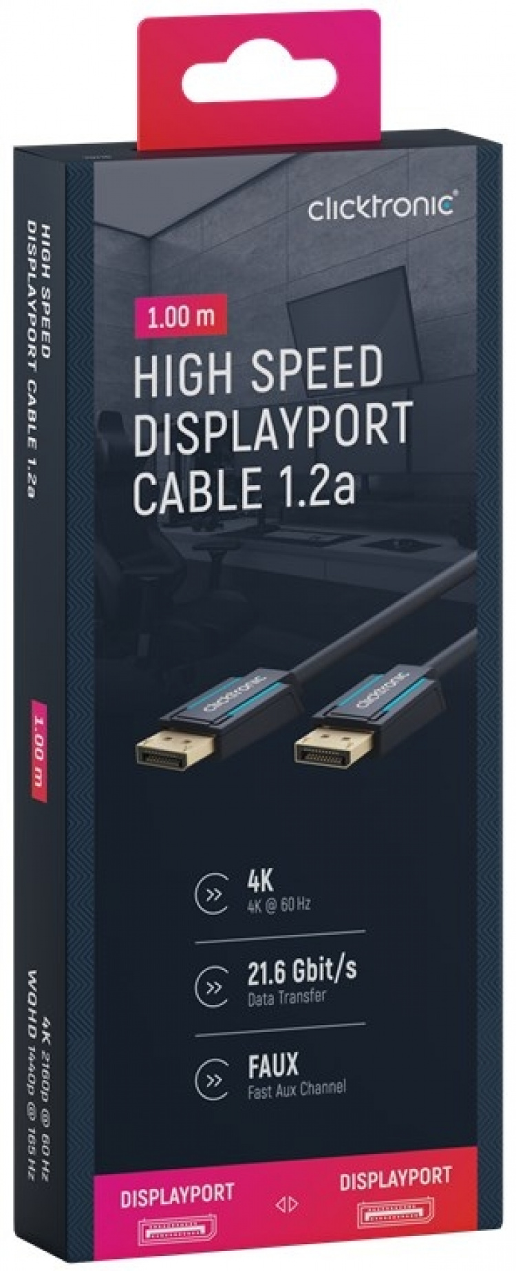 ClickTronic DisplayPort™-kabel Premium kabel | 1x DisplayPort™ stekker 1x DisplayPort™ stekker | 1,0 m | UHD 4K @ 60 Hz ClickTronic DisplayPort™-kabel Premium kabel | 1x DisplayPort™ stekker 1x DisplayPort™ stekker | 1,0 m | UHD 4K @ 60 Hz