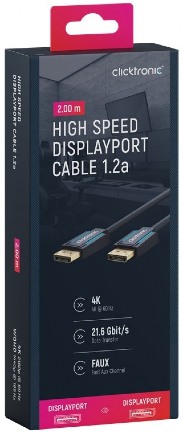 ClickTronic DisplayPort™-kabel Premium kabel | 1x DisplayPort™ stekker 1x DisplayPort™ stekker | 2,0 m | UHD 4K @ 60 Hz