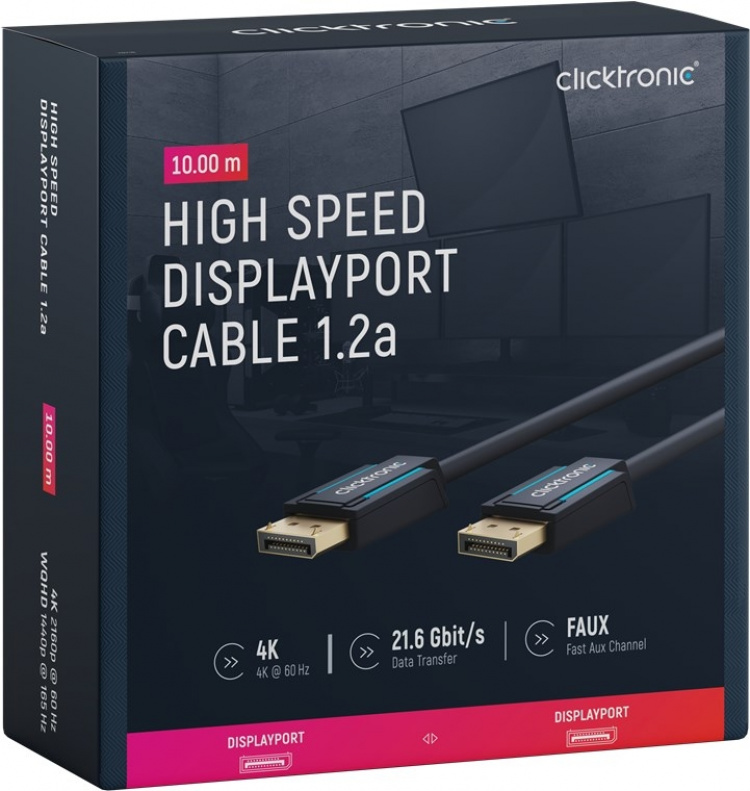 ClickTronic DisplayPort™-kabel Premium kabel | 1x DisplayPort™ stekker 1x DisplayPort™ stekker | 7,5 m | UHD 4K @ 60 Hz ClickTronic DisplayPort™-kabel Premium kabel | 1x DisplayPort™ stekker 1x DisplayPort™ stekker | 7,5 m | UHD 4K @ 60 Hz