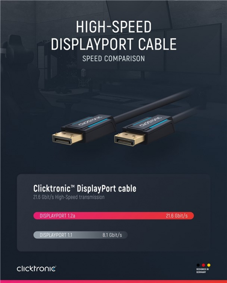 ClickTronic DisplayPort™-kabel Premium kabel | 1x DisplayPort™ stekker 1x DisplayPort™ stekker | 7,5 m | UHD 4K @ 60 Hz ClickTronic DisplayPort™-kabel Premium kabel | 1x DisplayPort™ stekker 1x DisplayPort™ stekker | 7,5 m | UHD 4K @ 60 Hz