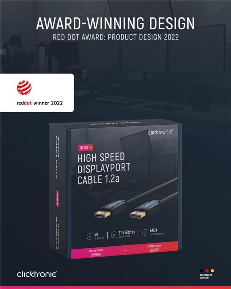 ClickTronic DisplayPort™-kabel Premium kabel | 1x DisplayPort™ stekker 1x DisplayPort™ stekker | 10,0 m | UHD 4K @ 60 Hz
