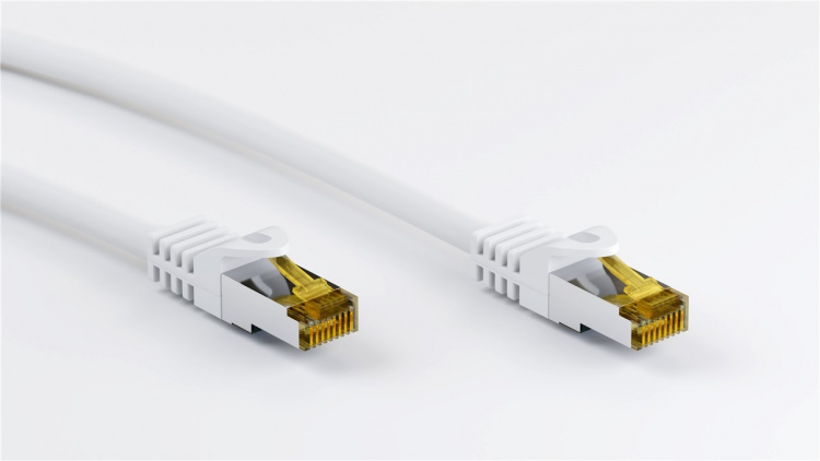 Goobay RJ45 netwerkkabel S/FTP (PiMF), 500 MHz, met CAT 7 ruwe kabel, wit, 0,5 m LSZH halogeenvrije kabelmantel, koper, RJ45-connector (CAT 6A) Goobay RJ45 netwerkkabel S/FTP (PiMF), 500 MHz, met CAT 7 ruwe kabel, wit, 0,5 m LSZH halogeenvrije kabelmantel, koper, RJ45-connector (CAT 6A)