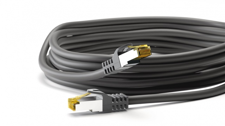Goobay RJ45 netwerkkabel S/FTP (PiMF), 500 MHz, met CAT 7 ruwe kabel, zwart, 25 m LSZH halogeenvrije kabelmantel, koper, RJ45-connector (CAT 6A) Goobay RJ45 netwerkkabel S/FTP (PiMF), 500 MHz, met CAT 7 ruwe kabel, zwart, 25 m LSZH halogeenvrije kabelmantel, koper, RJ45-connector (CAT 6A)