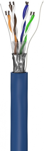 Goobay CAT 5e Netwerkkabel, F/UTP, 100 m, blauw Met koper beklede aluminium geleider (CCA), AWG 26/7 (stranded), PVC-kabelmantel