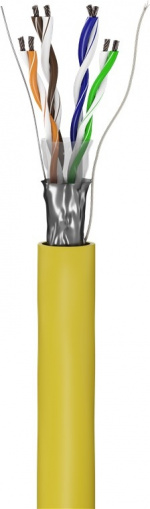 Goobay CAT 5e Netwerkkabel, F/UTP, 100 m, geel Met koper beklede aluminium geleider (CCA), AWG 26/7 (stranded), PVC-kabelmantel