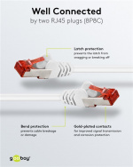 Goobay CAT 6 netwerkkabel, S/FTP (PiMF), wit, 1 m kopergeleider (CU), halogeenvrije kabelmantel (LSZH) Goobay CAT 6 netwerkkabel, S/FTP (PiMF), wit, 1 m kopergeleider (CU), halogeenvrije kabelmantel (LSZH)