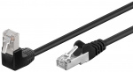 Goobay CAT 5e netwerkkabel 1x 90° haaks, F/UTP, zwart, 2 m met koper beklede aluminium geleider (CCA), 1x RJ45-stekker 90° (8P8C)