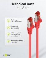 Goobay CAT 6 netwerkkabel, S/FTP (PiMF), rood, 1,5 m met koper beklede aluminium geleider (CCA)