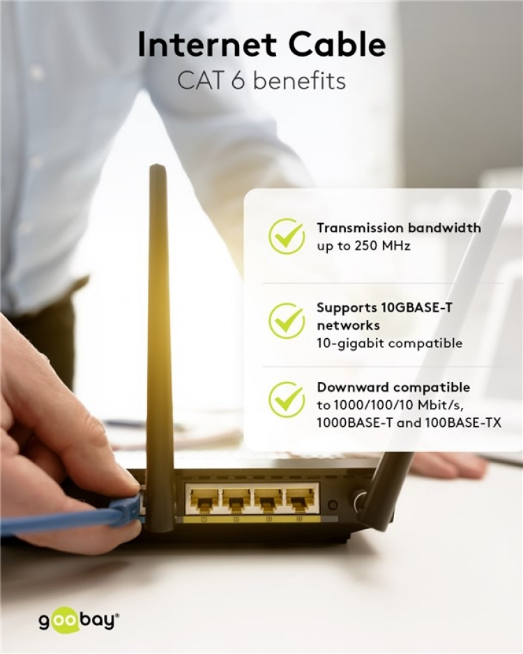 Goobay CAT 6 netwerkkabel, S/FTP (PiMF), blauw, 25 m kopergeleider (CU), halogeenvrije kabelmantel (LSZH)