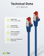 Goobay CAT 6 netwerkkabel, S/FTP (PiMF), blauw, 25 m kopergeleider (CU), halogeenvrije kabelmantel (LSZH)