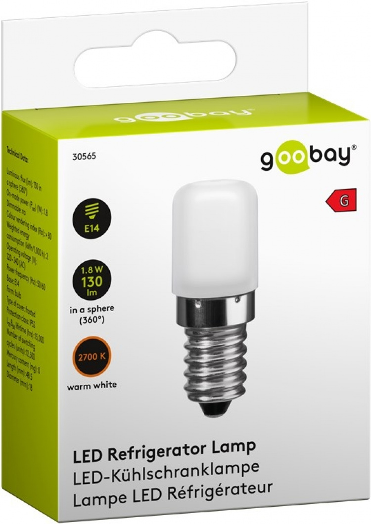 Goobay Led-koelkastlamp, 1,8 W fitting E14, vervangt , warm wit, niet dimbaar Goobay Led-koelkastlamp, 1,8 W fitting E14, vervangt , warm wit, niet dimbaar