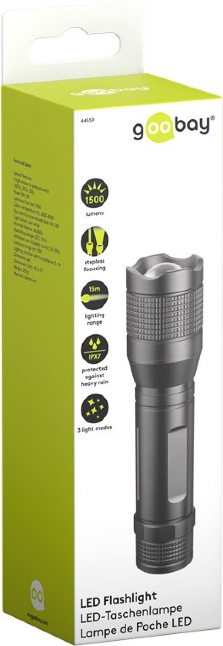 Goobay LED-zaklamp Super Bright 1500 ideaal voor werk, vrije tijd, sport, camping, vissen, jagen en bij pech onderweg